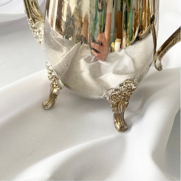 Vintage Silver Plated Coffee Pot with Floral Accents - Picture 6 of 11